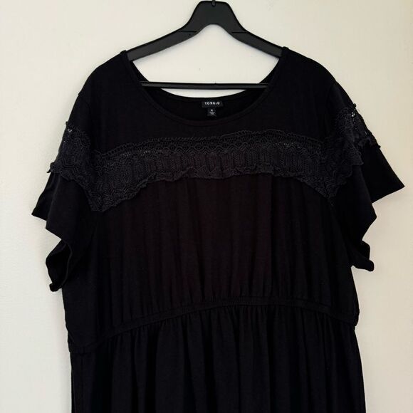 Torrid Black Crochet Knit Casual Short Sleeve Dress Size 4X - Picture 3 of 6
